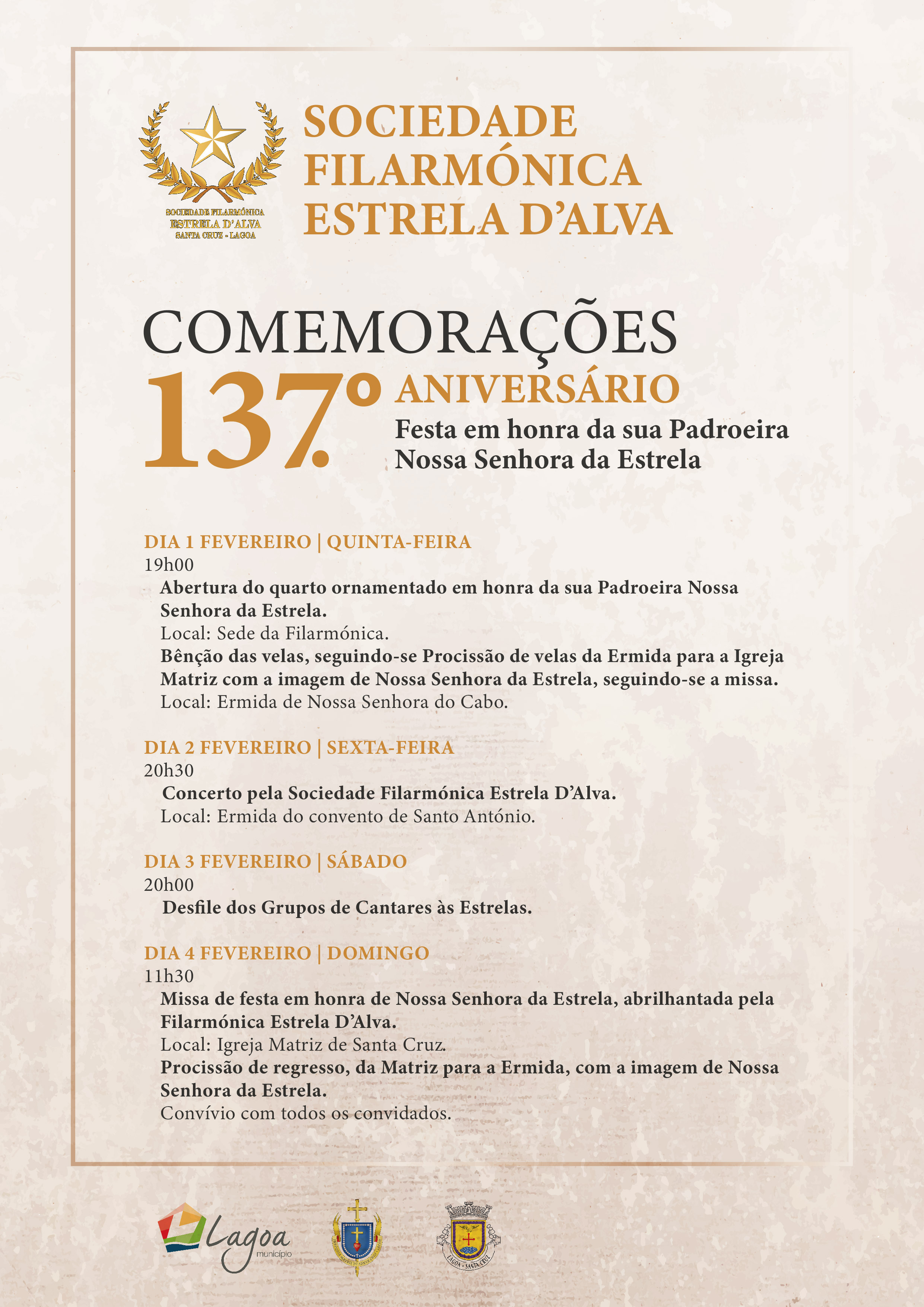 COMEMORAÇÕES 137.º ANIVERSARIO SOCIEDADE FILARMÓNICA ESTRELA D’ALVA